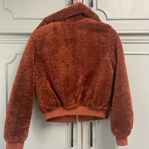 Blank NYC Size XS Fleece Sherpa Full Zip Jacket Teddy Bear Brown - Picture 2 of 3